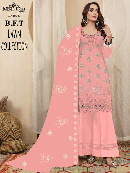 Eid Collection Unstiched Embroidered Lawn With Bamber Chiffon Dupptta